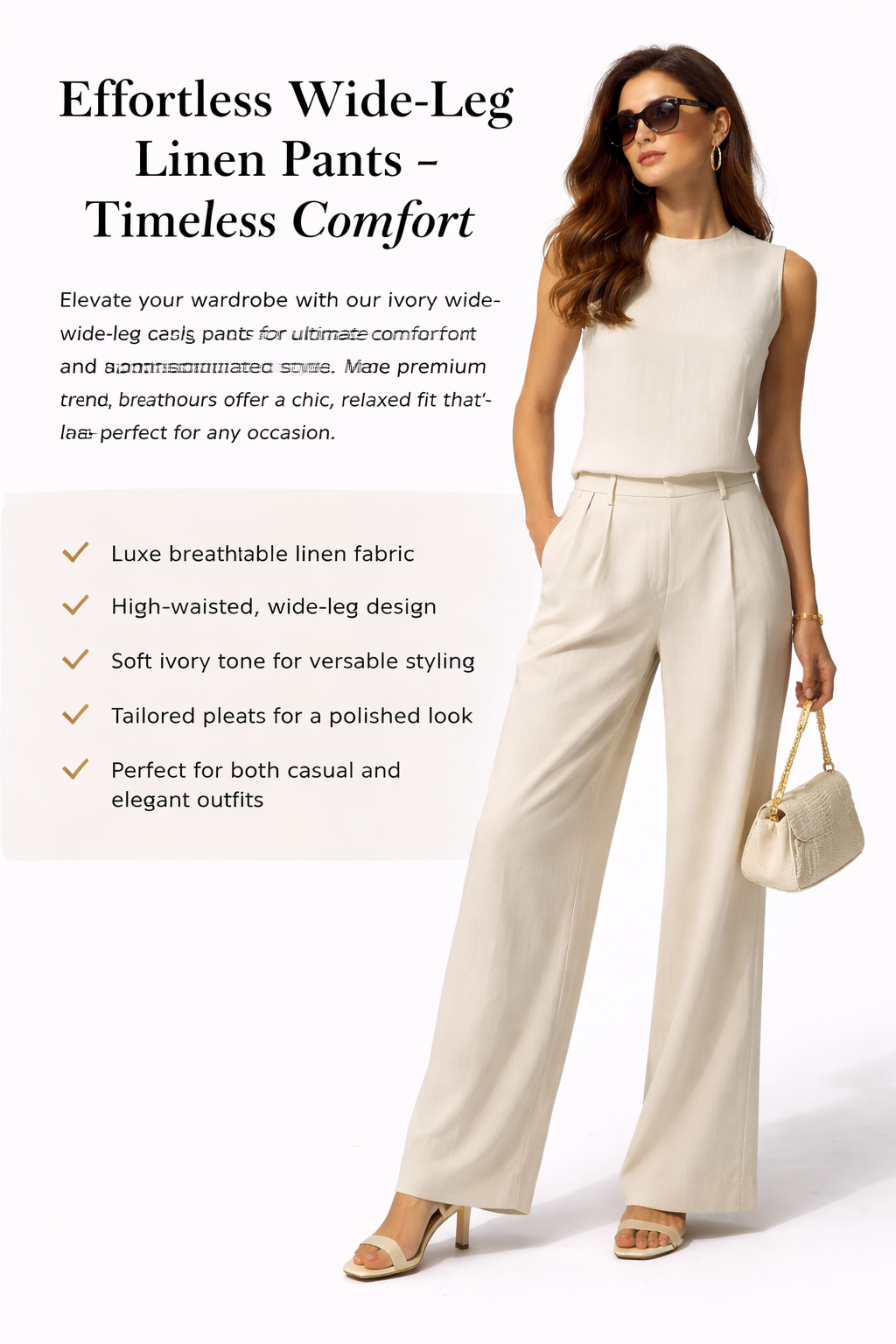 Premium Ivory Wide-Leg Linen