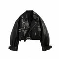 Premium Black Faux Leather Cropped Jacket